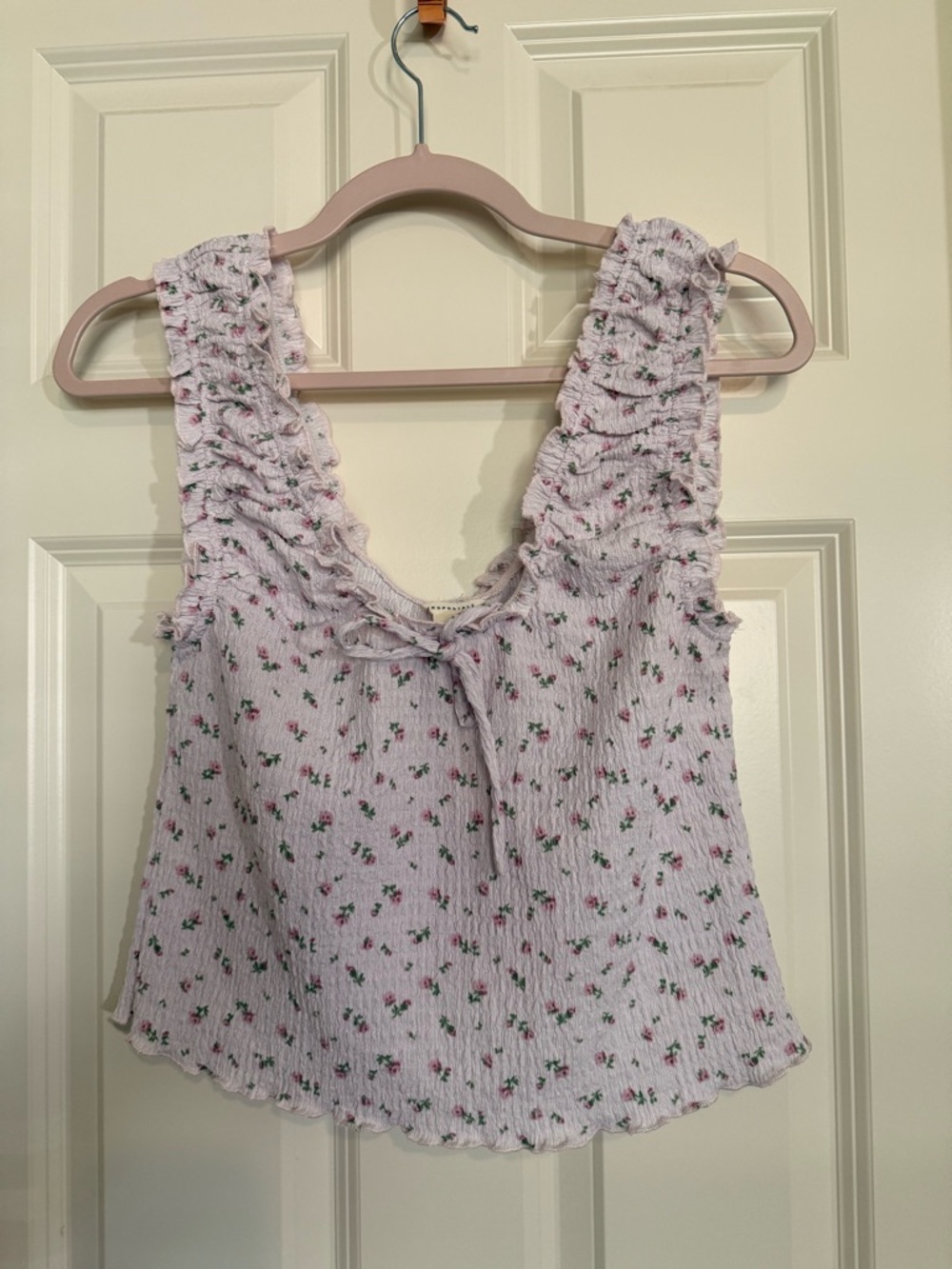 Aeropostale Lavender Floral Ruffle Crop Tank